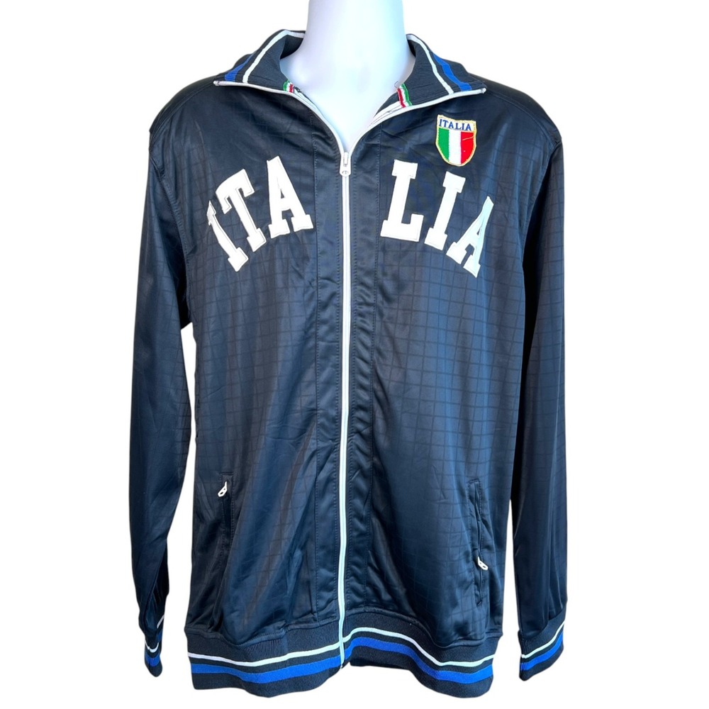 Italia Full Zip Embroidered Track Jacket Blue Size XXXL Y2K Football Soccer Y2K‎